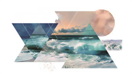 Ocean Waves Abstract Collage, isolated on transparent background