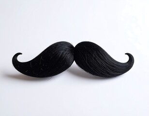 Black Mustache with Party Prop, and White Background.