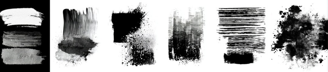 Fototapeta premium Abstract monochrome paint splatters and brushstrokes