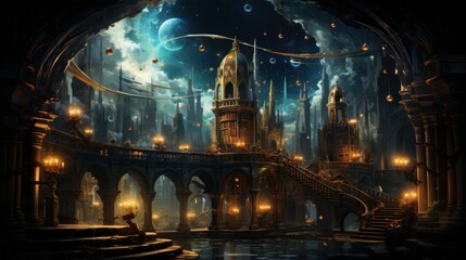 Library of constellations where books rewrite themselves and stars whisper cosmic secrets