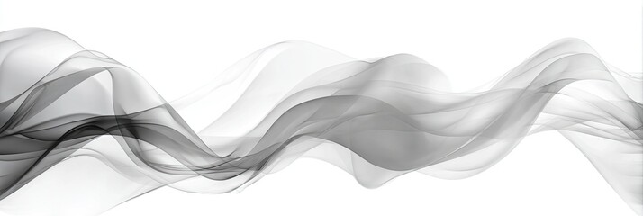 Abstract flowing grey shapes on white background