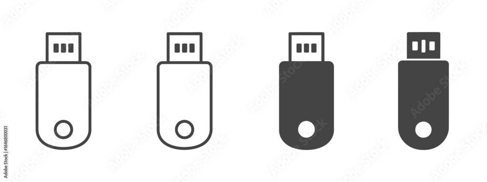 Poster untitledillustration of usb flash drives in various styles, isolated on white background, showcasing