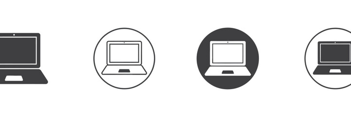 UntitledVector art of laptop computer icons in various styles, representing portable technology for work and communication, isolated on white background modern design with minimalist style and clear s