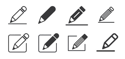Obraz premium UntitledVector art of set of pencil icons for writing and editing isolated on white background, representing creativity, documentation, and correction in various styles for graphic design projects