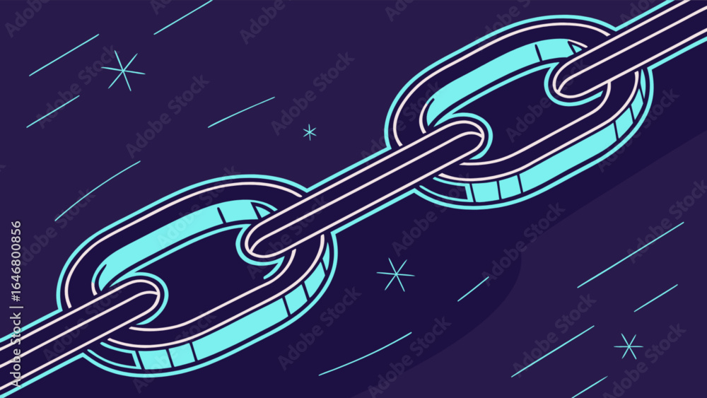 Poster isometric chain link connection concept for business network and security illustration design graphi