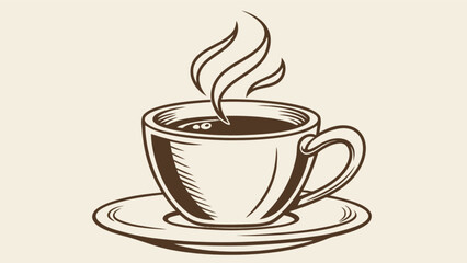 Obraz premium Coffee cup vector illustration with steam for cafe menu and morning beverage design, hot drink icon art