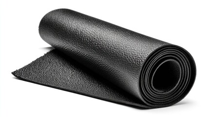 Rolled-up black exercise mat
