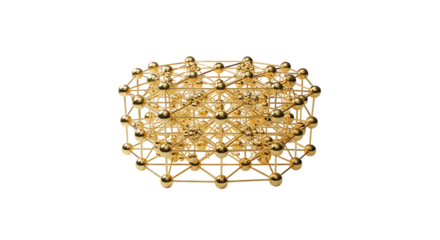 Golden molecular structure isolated on transparent background