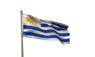 Uruguay flag on transparent clear background and independece day concept