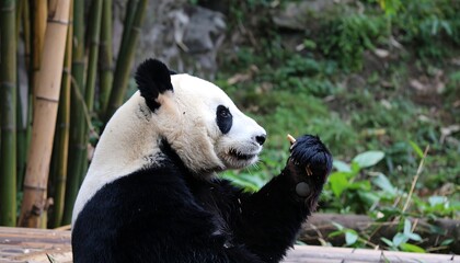Fototapeta premium Panda eating bamboo