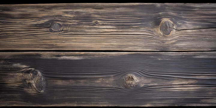 Two darkened wooden planks display deep grain and knot textures. - Powered by Adobe