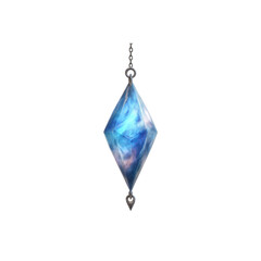 Mystical Blue Crystal Pendant, Fantasy Jewelry, Digital Art