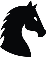 Stylized Horse Head Silhouettes in Black and White for Logos and Design Projects
