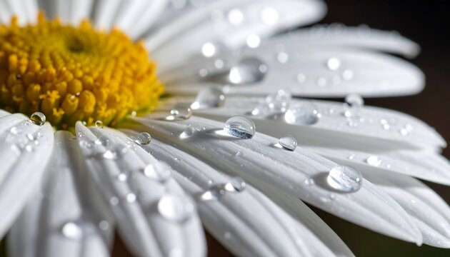 Close-up of a daisy with dew drops