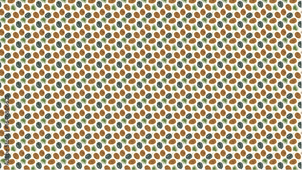 Poster a stylish and exotic design where some tropical leaves are filled with a fierce leopard print patter