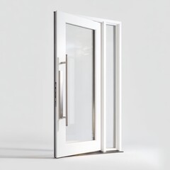 A white door with a glass door handle