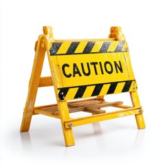 A yellow caution sign on a white background