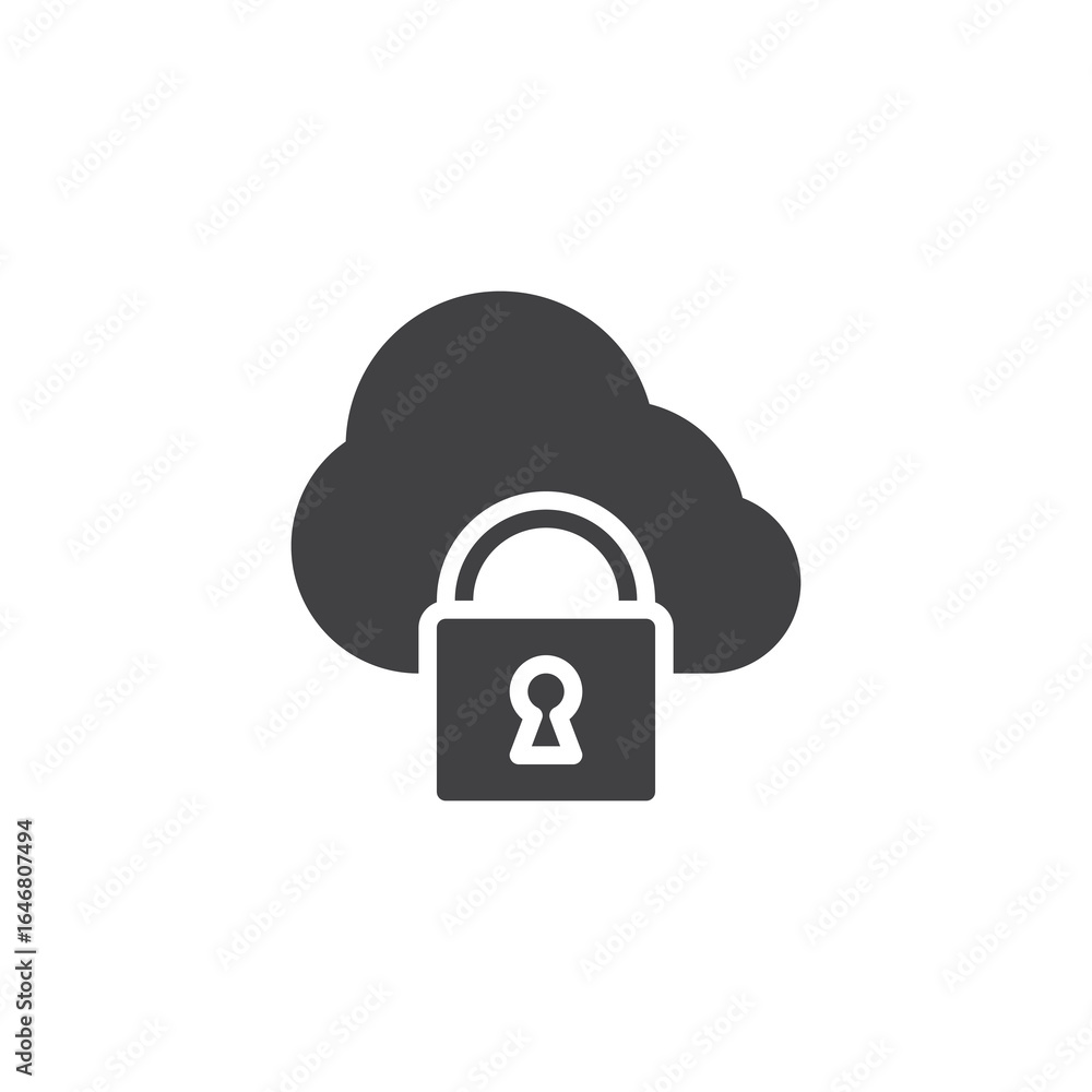 Poster secure cloud data solid icon
