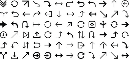 Arrow Icons Collection . Direction, Navigation, and Rotation Symbols in Vector Design.
