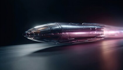 Metallic rocket speeding forward