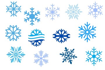 set of snowflakes icons 