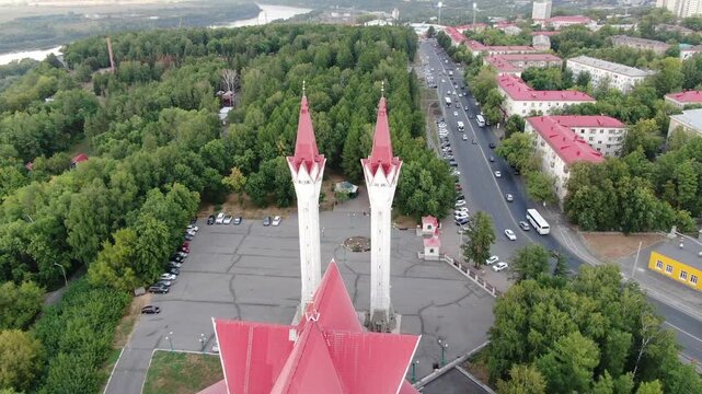Aerial view of Lyalya-Tyulpan Mosque in Ufa, Russia