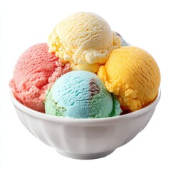 A bowl of ice creams with different flavors