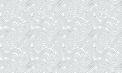 Seamless Pattern with 3D Abstract Topographic Lines, Minimalist White and Grey Vector Background