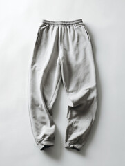 plain grey sweatpants mockup, isolated on pure white seamless background