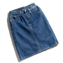 A denim skirt with a button closure