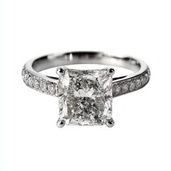 A diamond ring with a princess cut diamond