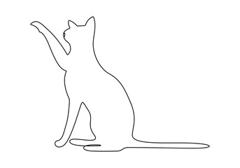 Continuous one line art a cat vector illustration