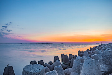 Evening at the sea in the city of Baltiysk
