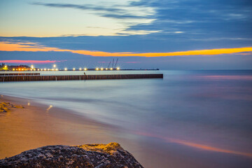 Evening lights on the shore of the Baltic Sea