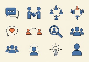 A vibrant vector illustration set of business people icons with speech bubbles for social network communication