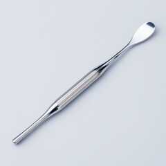 A spoon with a silver handle on a white background