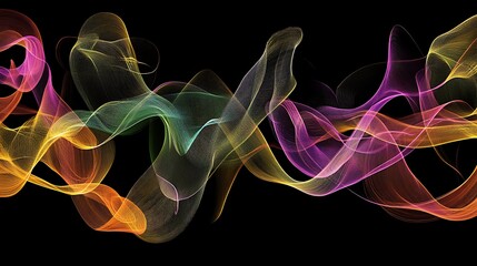 Fototapeta premium Abstract colorful smoke patterns on black background