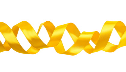 Isolated Golden Ribbon Swirls Transparent Silk Decoration Design Element