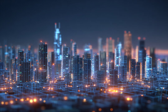 REPRESENTACI&Oacute;N ABSTRACTA DE UNA RED DE CIUDAD CIBERN&Eacute;TICA NOCTURNA