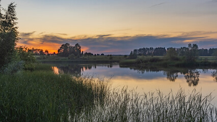 A lovely evening on the pond after sunset