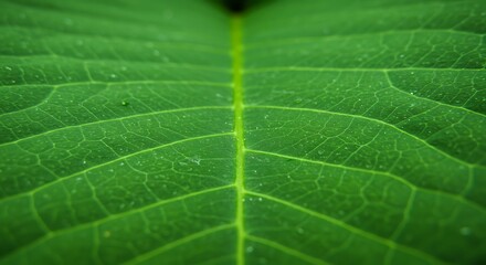 Close-up view of a vibrant green leaf showcasing its intricate vein pattern, highlighting the beauty of nature's design