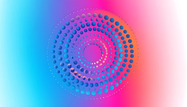 Abstract swirling pattern of blue circles on a vibrant gradient background - Powered by Adobe