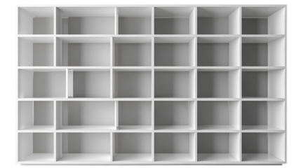 Empty white cube shelving unit storage organization