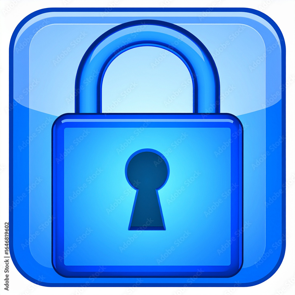 Aufkleber vector icon of a closed metal padlock button for secure internet access