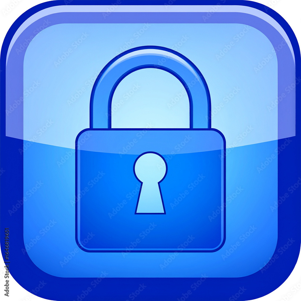 Aufkleber vector icon of a closed metal padlock button for secure internet access