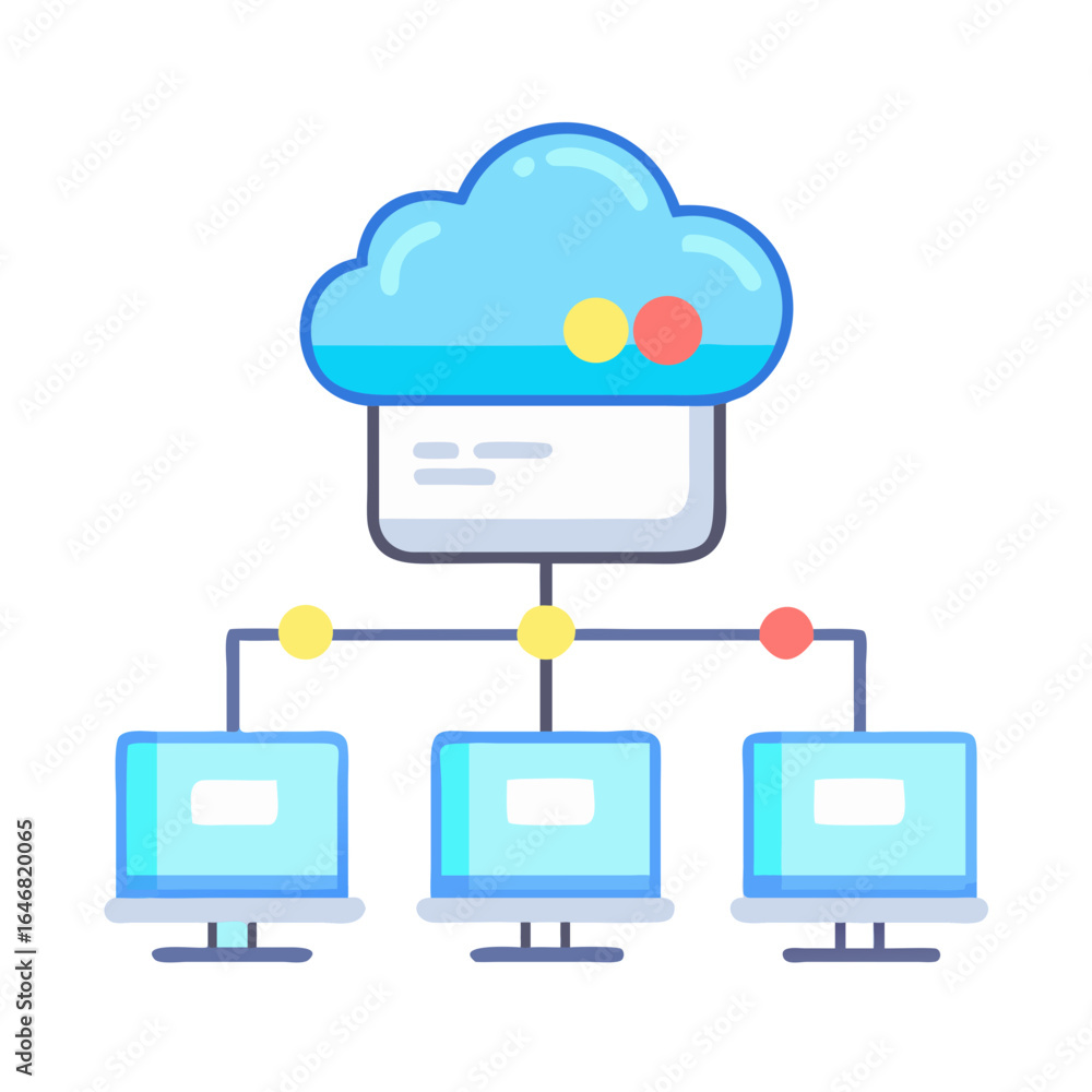 Aufkleber cloud computing network connecting computers isolated on white background