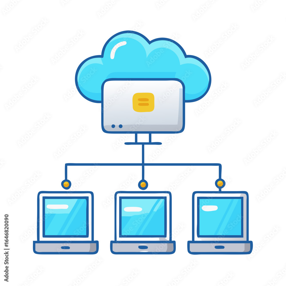 Aufkleber isometric view of cloud network with computers isolated on white background