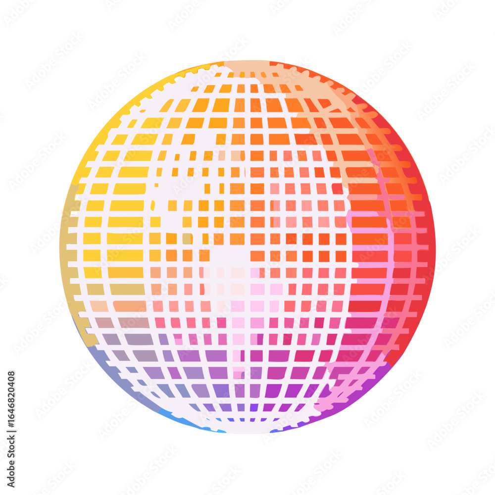 Aufkleber gradient colored globe with a grid pattern isolated on white background