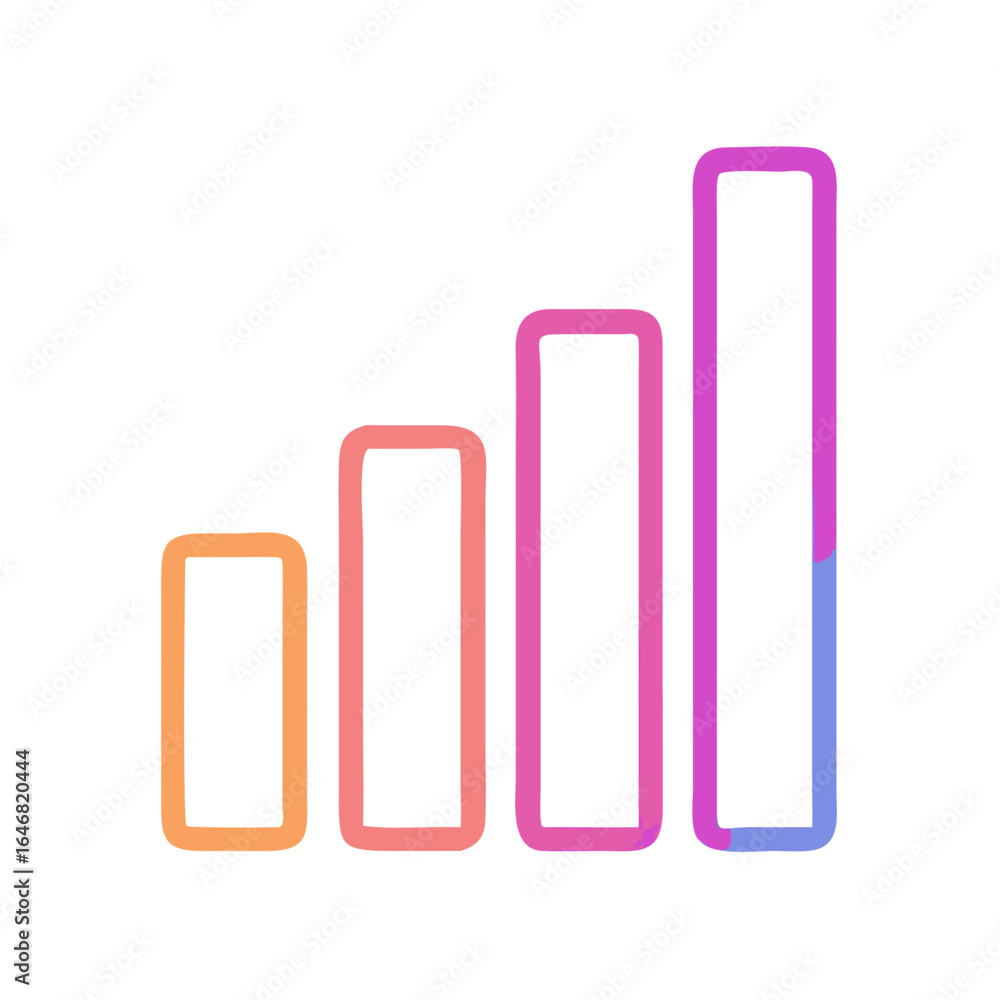 Poster colorful bar graph showing growth and progress isolated on white background