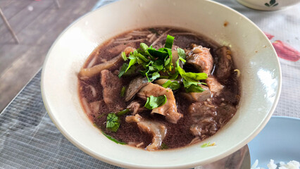 Thai Spicy Beef Soup with Liver and Tendon in Clear Broth